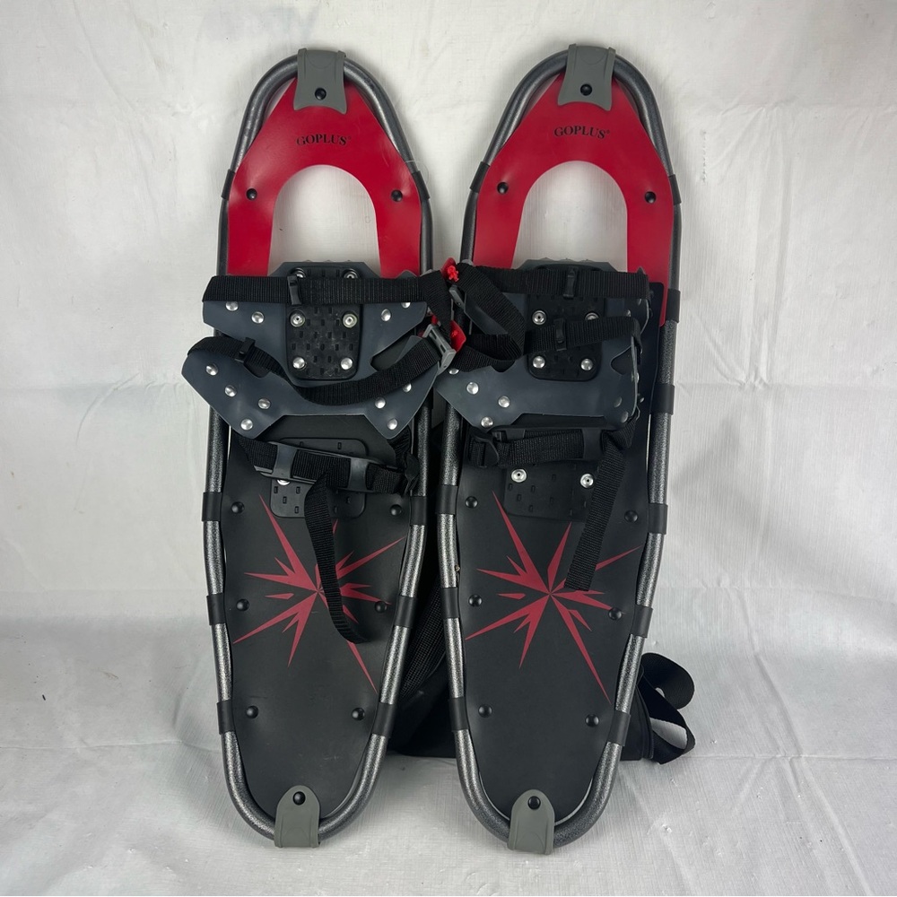 Goplus 28" X 9" Aluminum Snowshoes Set Unisex 160-210lbs Red Black With Bag